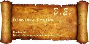 Dianiska Etelka névjegykártya